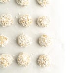 Overhead shot of coconut energy bites.