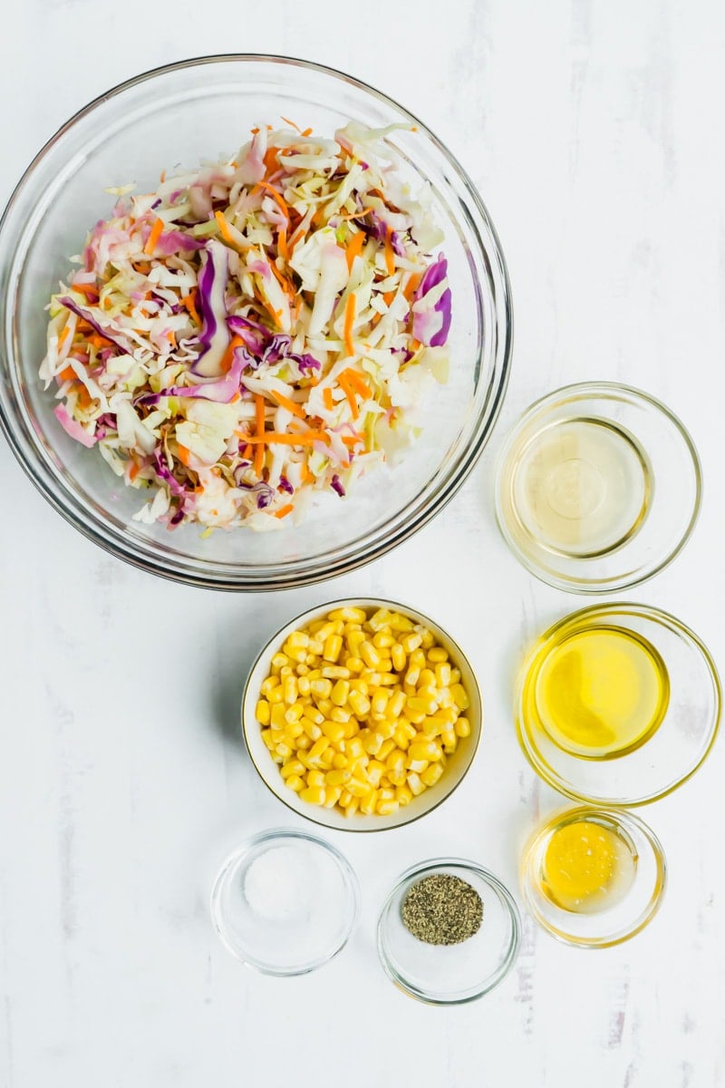Ingredients for a healthy coleslaw recipe
