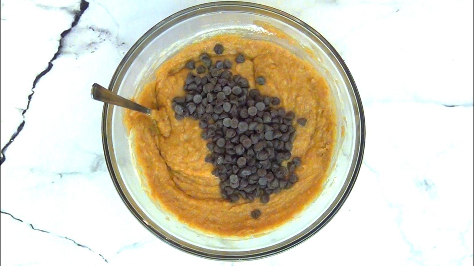 Pumpkin bread batter with chocolate chips