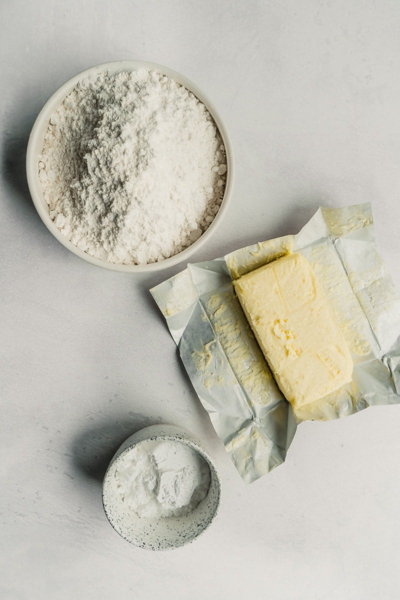 Ingredients for shortbread cookies.