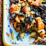 A big pan of kale and fennel bread stuffing