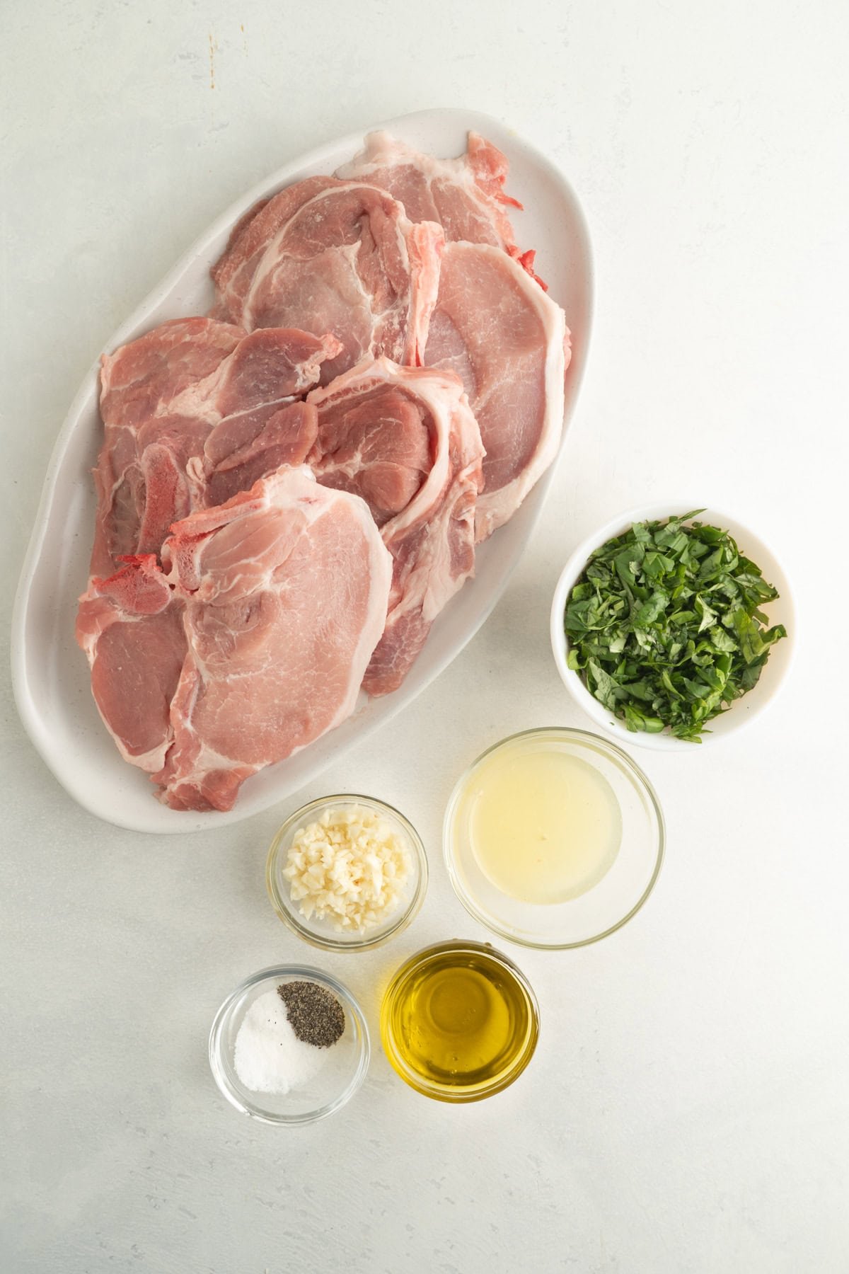 Ingredients for lemon basil pork chops.