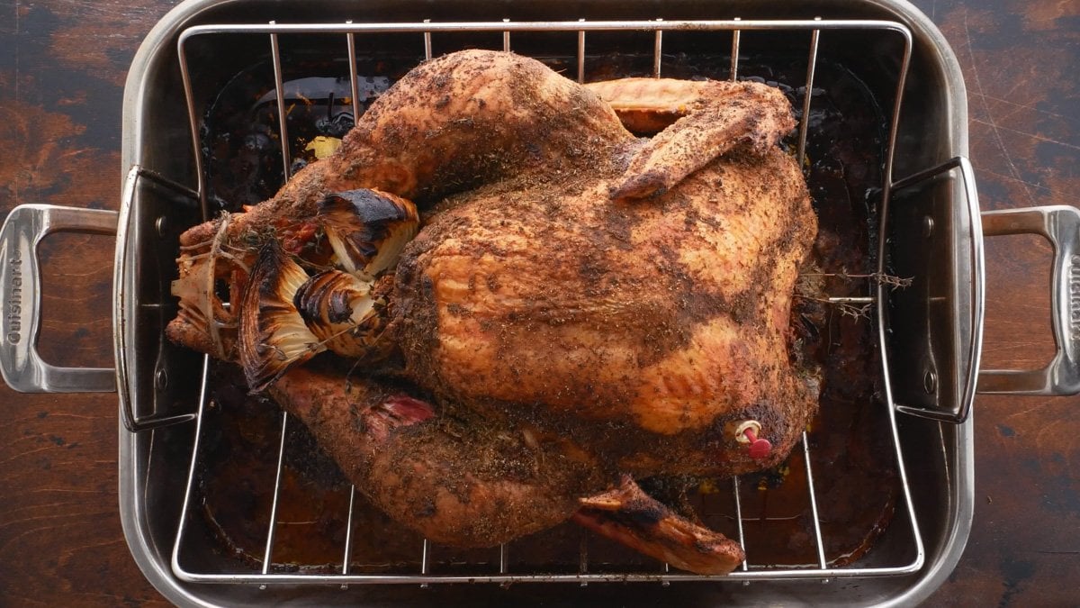 Pic of roasting turkey in a convection oven.
