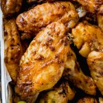 close up of a spicy oven baked chicken wings