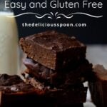 Pinterest pin showing flourless chickpea brownies.