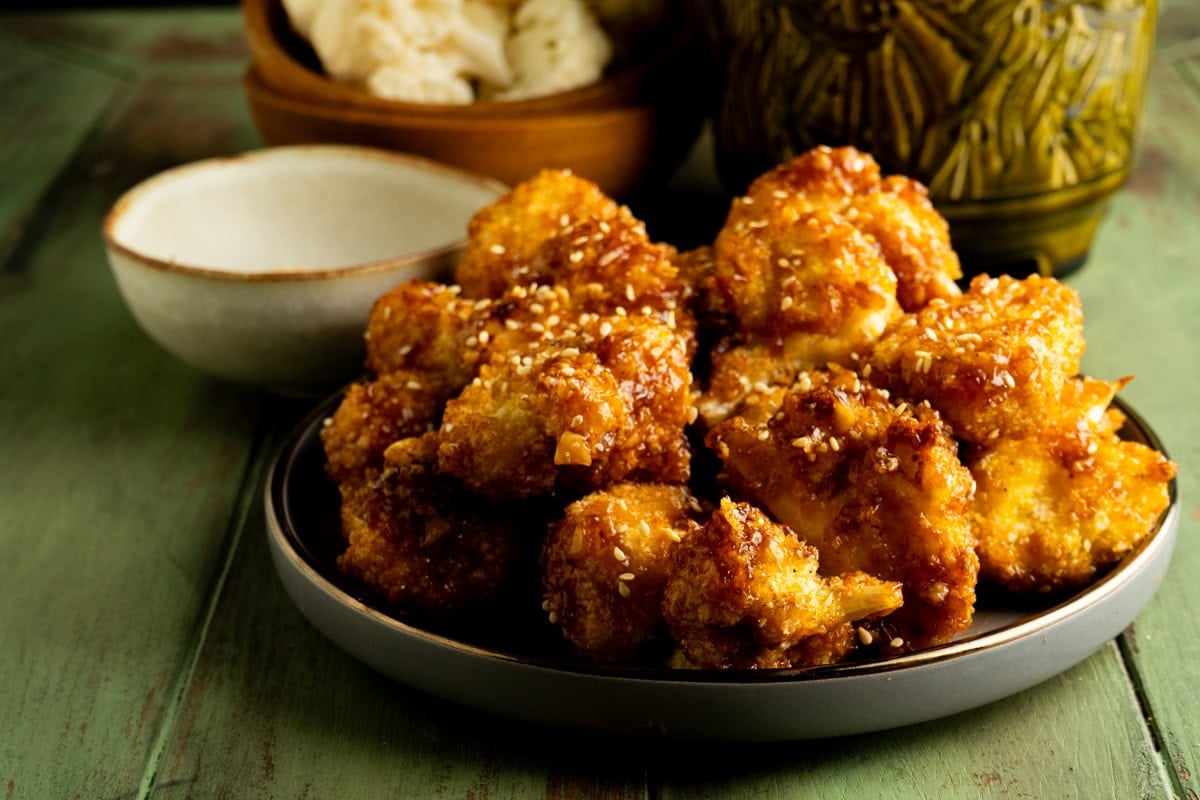 A plate of Korean cauliflower wings.