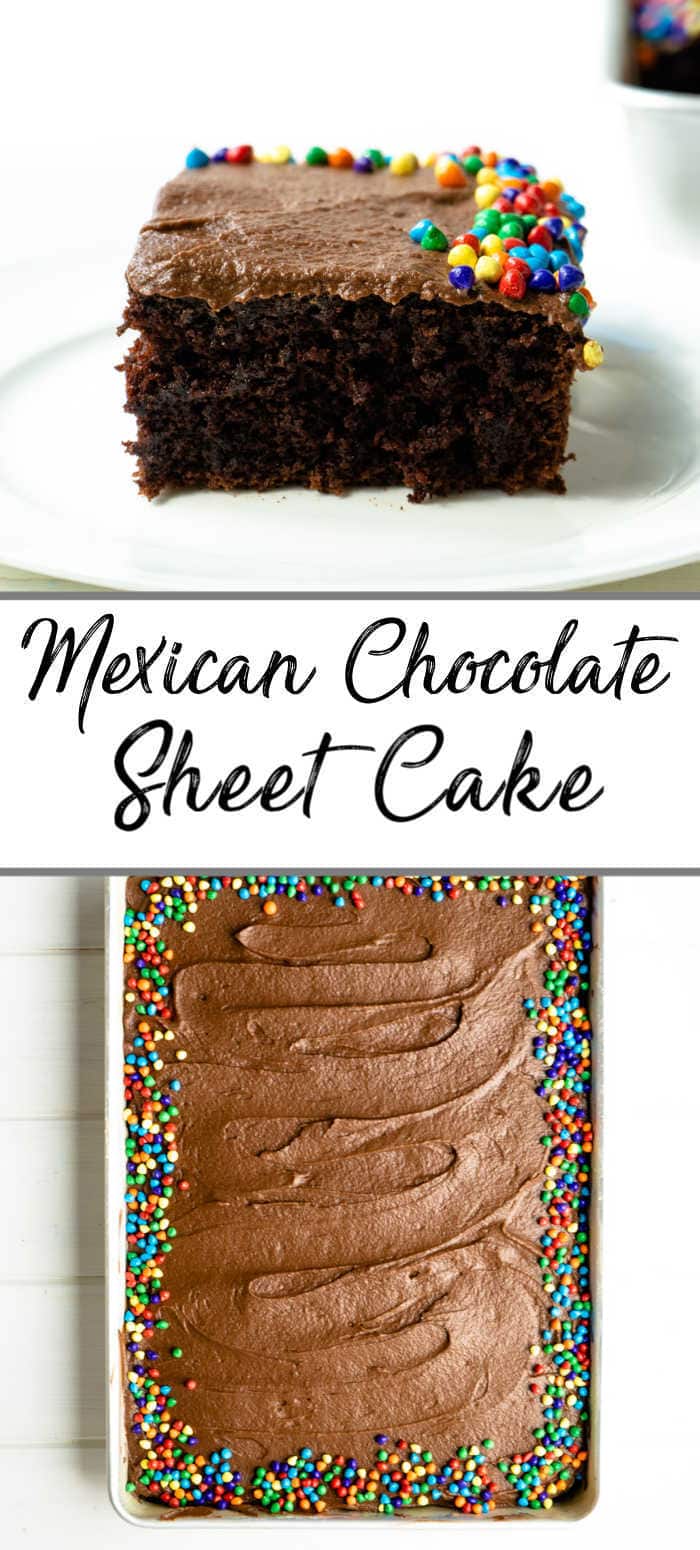 Pinterest pin for a Mexican Chocolate cake recipe