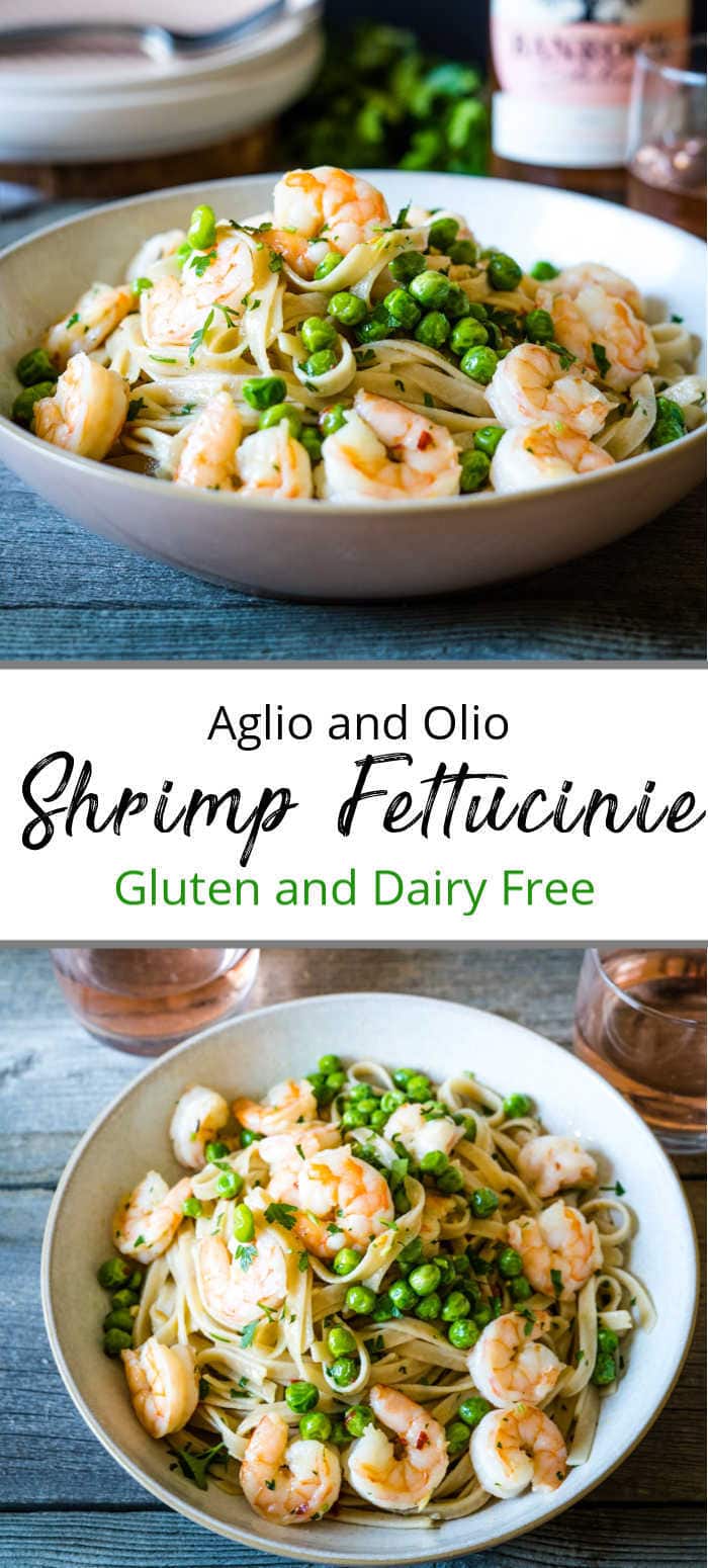 Gluten and Dairy Free Spicy Fettuccine Aglio & Olio with shrimp