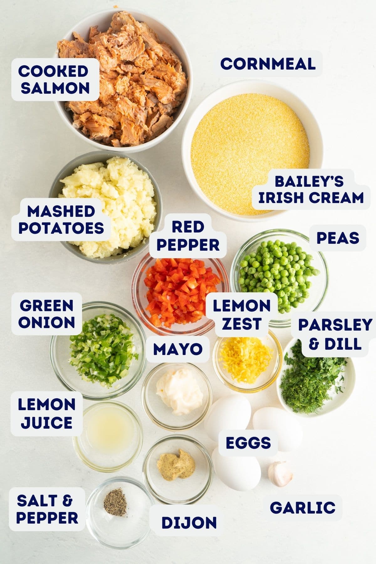 Ingredients for healthy salmon croquettes.