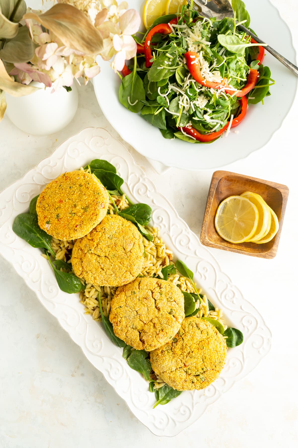 A platter or Salmon Croquettes made in an air fryer.