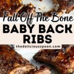 Pinterest pin showing barbecue ribs.