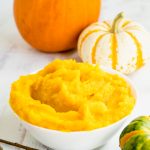 A bowl of pumpkin puree