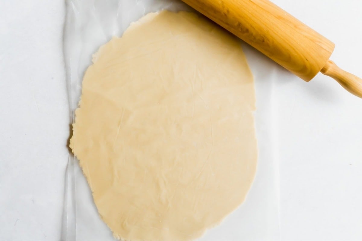 Dough being rolled out.
