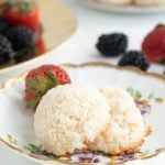 A small plate with two coconut macaroon cookies