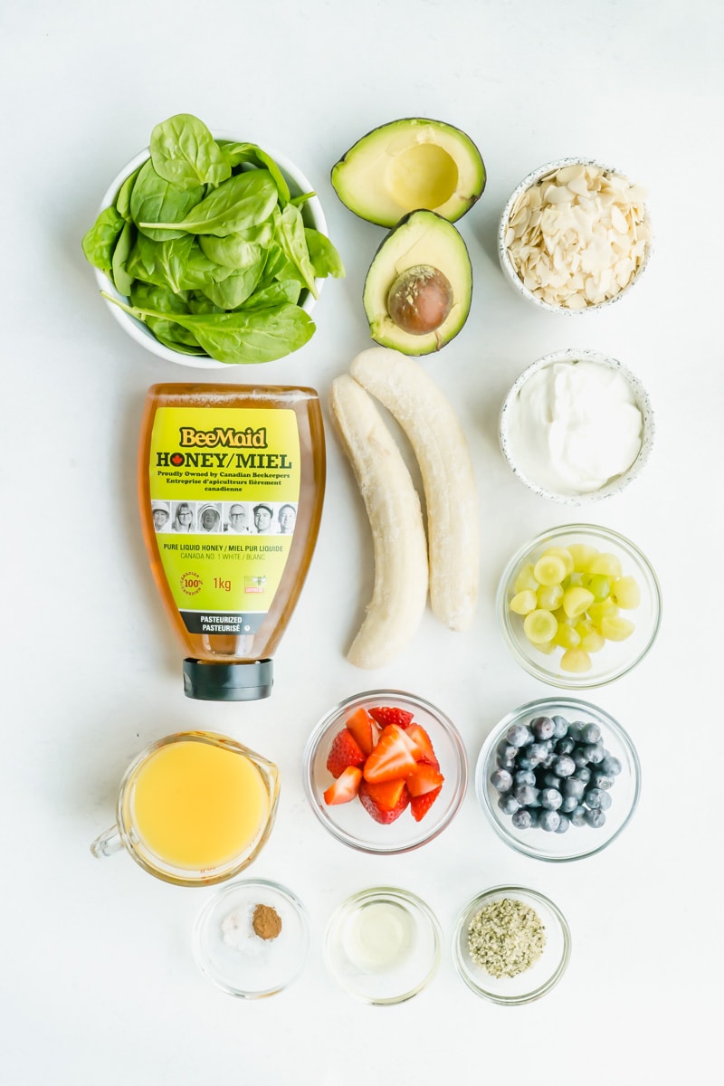 Ingredients for a healthy smoothie bowl recipe