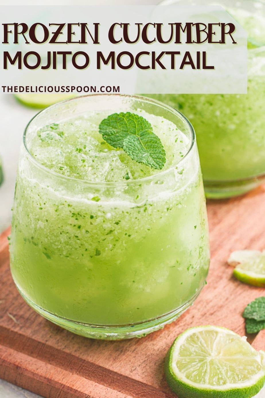 Pinterest pin of two non-alcoholic mojitos