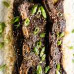 Flanken short ribs done kalbi style on a bed of rice