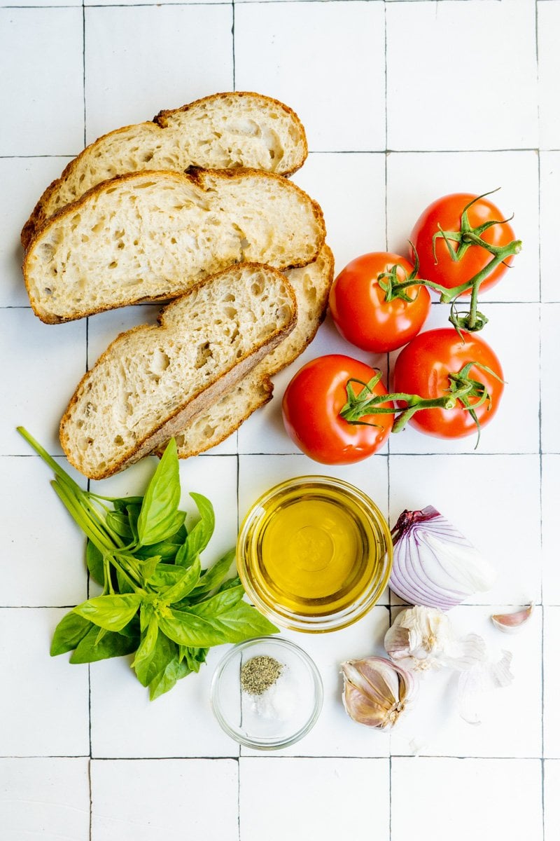 Ingredients for an Italian Bruschetta Recipe