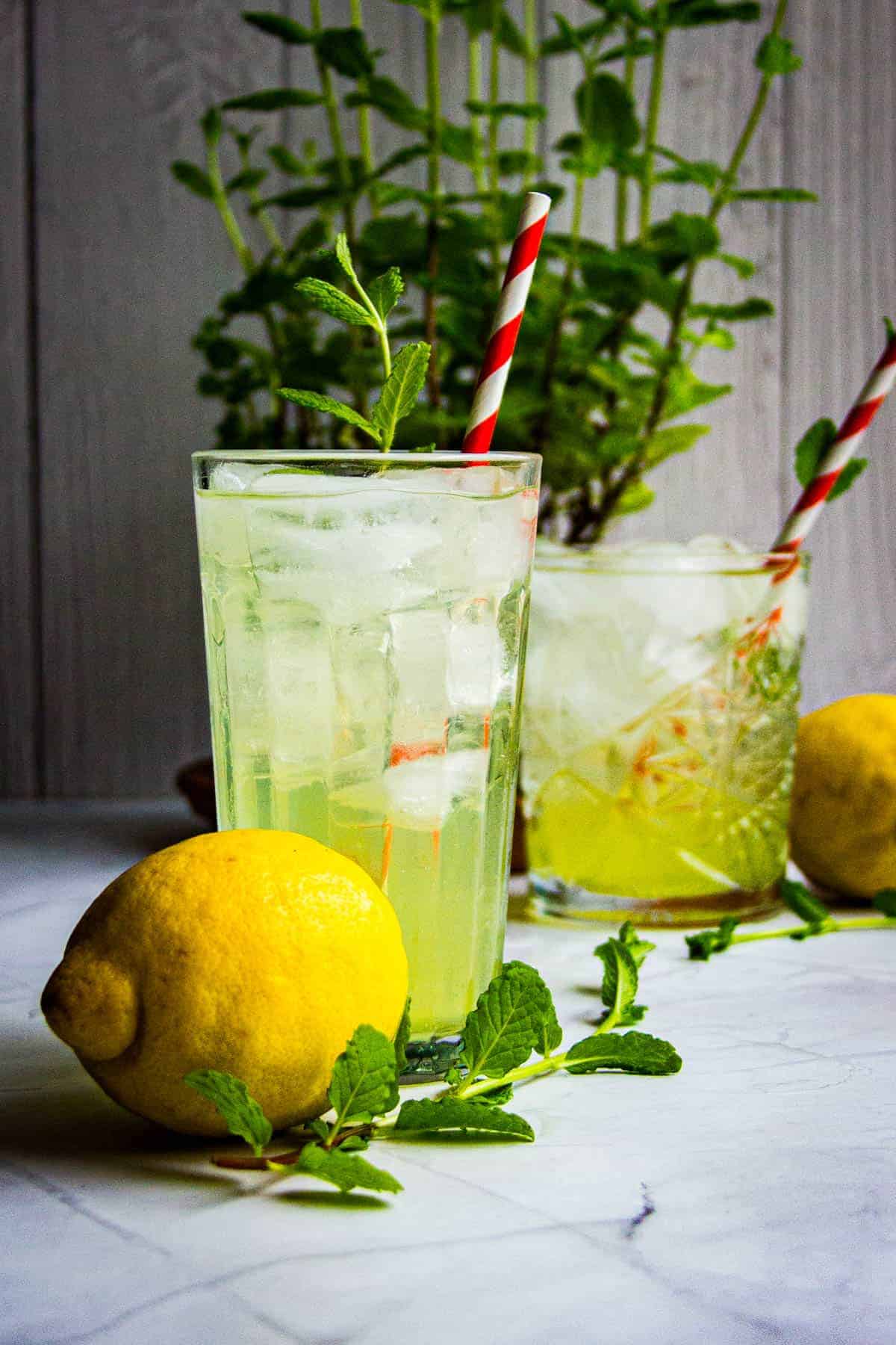 A Limoncello spritz recipe in a tall glass.