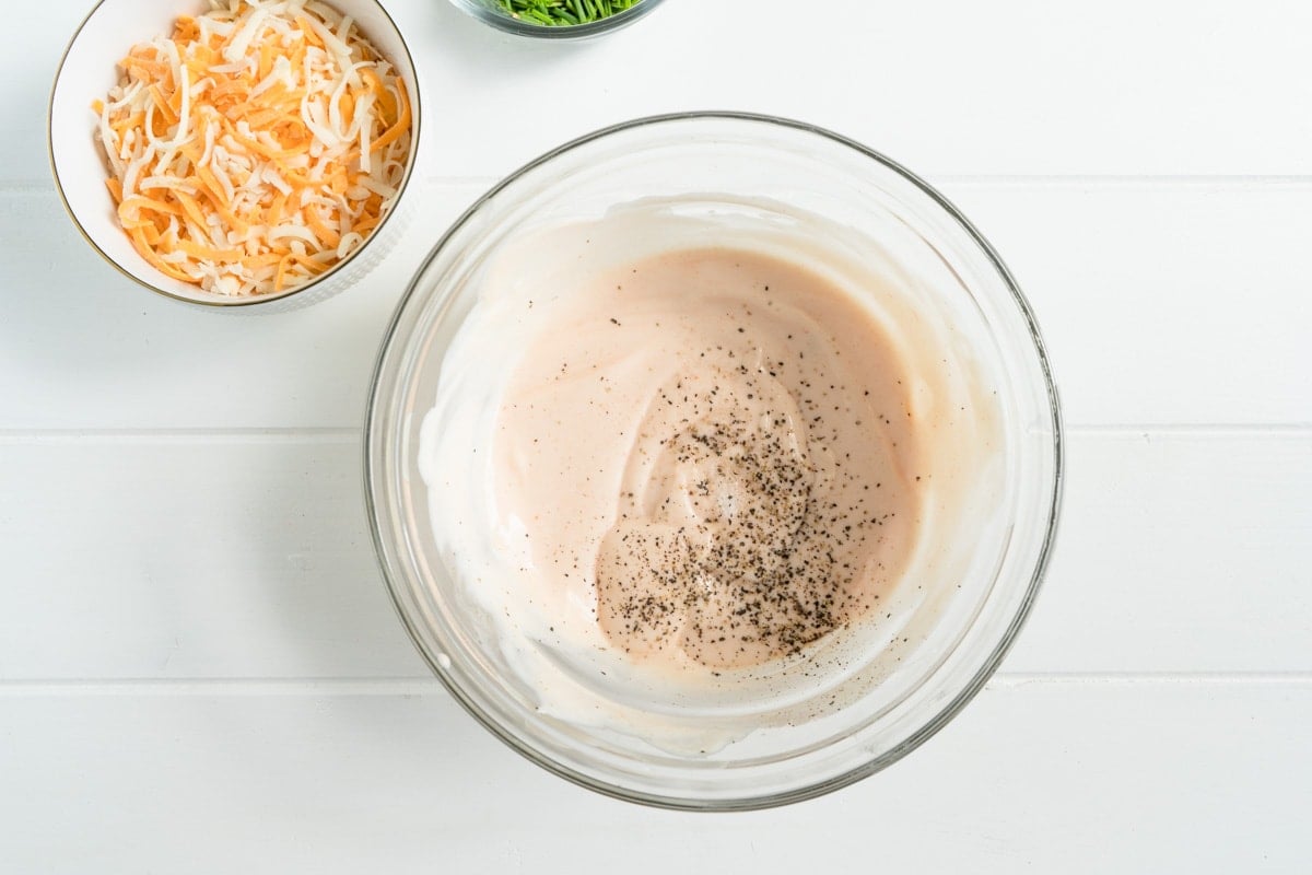 A potato salad sauce in a bowl