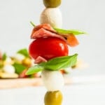 A picture of a single quick and easy appetizer skewer