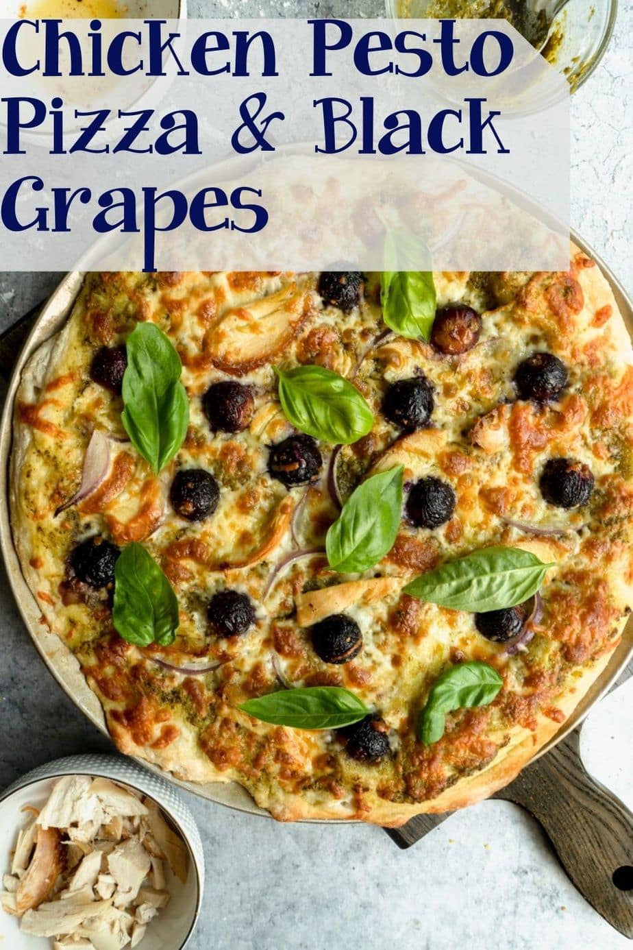 A chicken pizza recipe Pinterest pin.