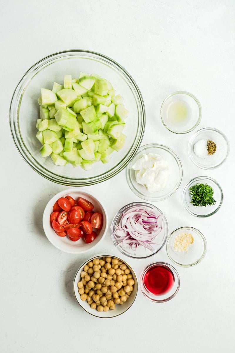 Cucumber Chickpea Salad ingredients