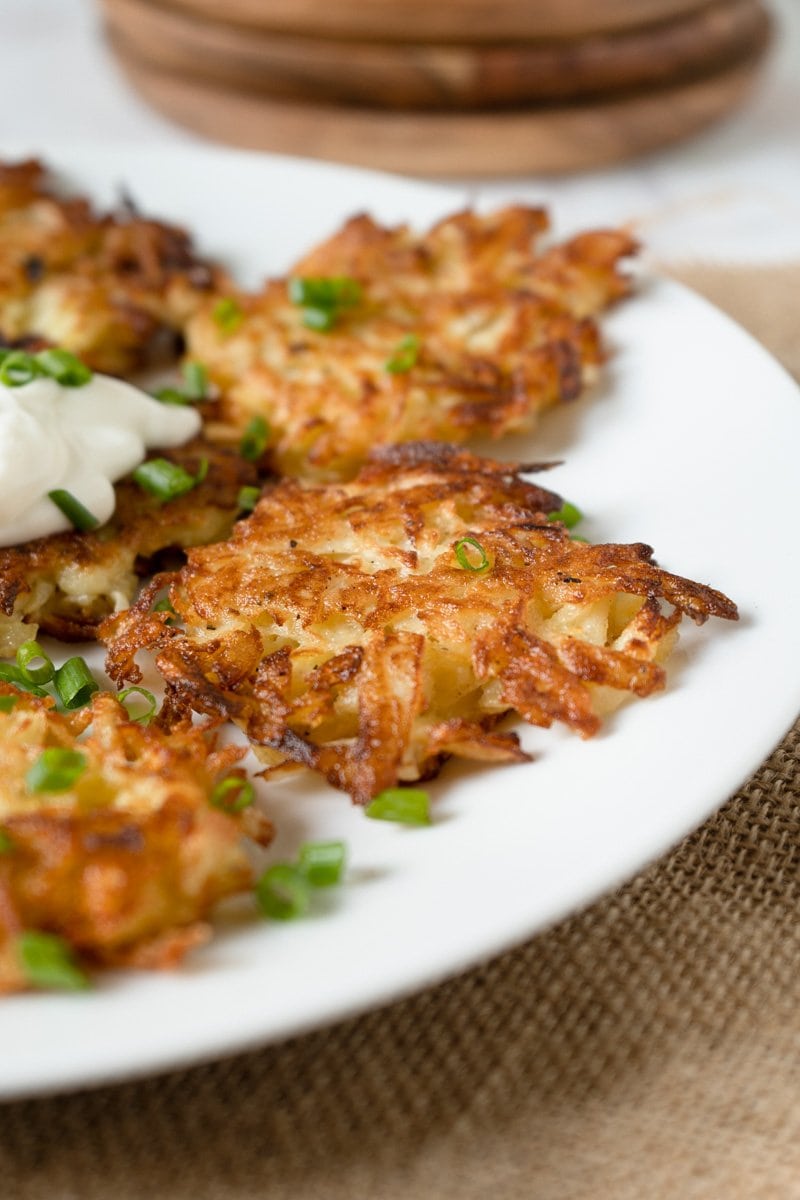 close up view of a potato cake