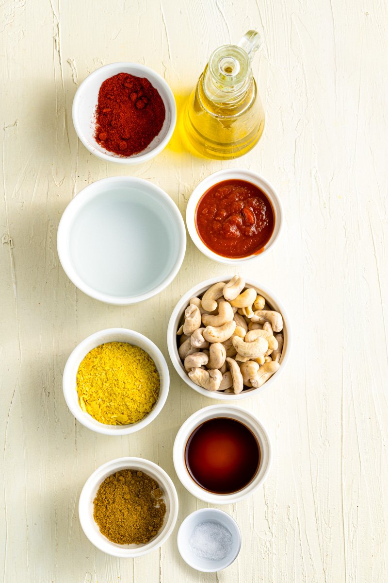 Ingredients for a plant based queso recipe