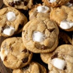 A bunch of chocolate marshmallow cookies.