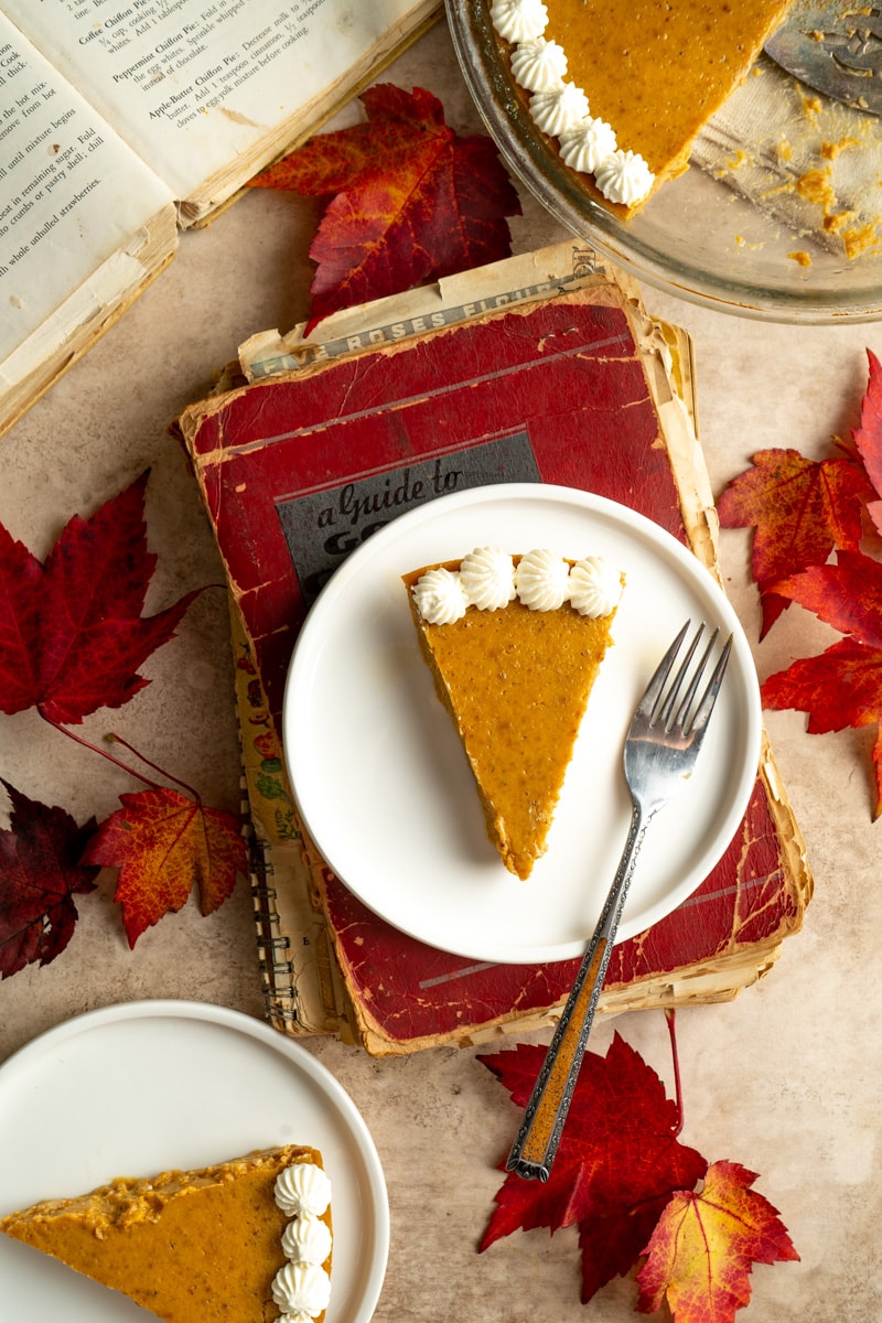 Three slices of an Impossible Pumpkin Pie Recipe.