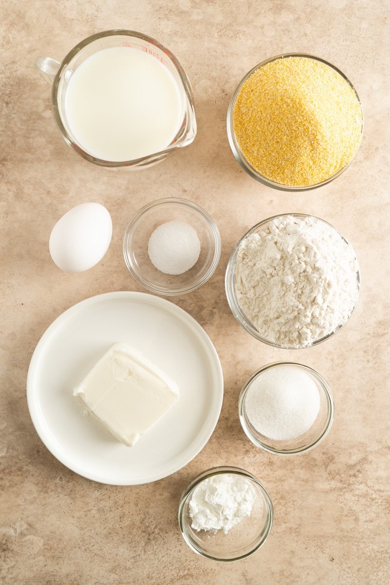 Ingredients for a gf cornbread recipe