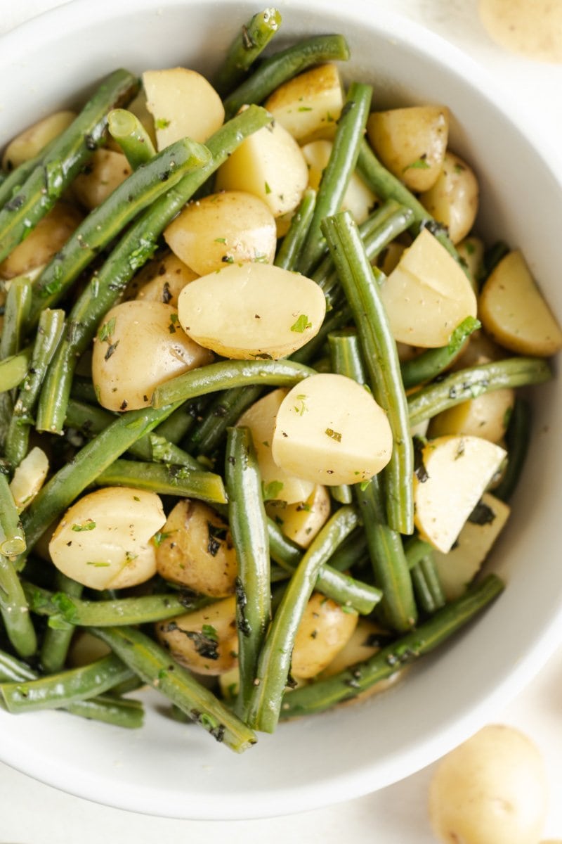 A bowl of an easy Green bean and potato recipe