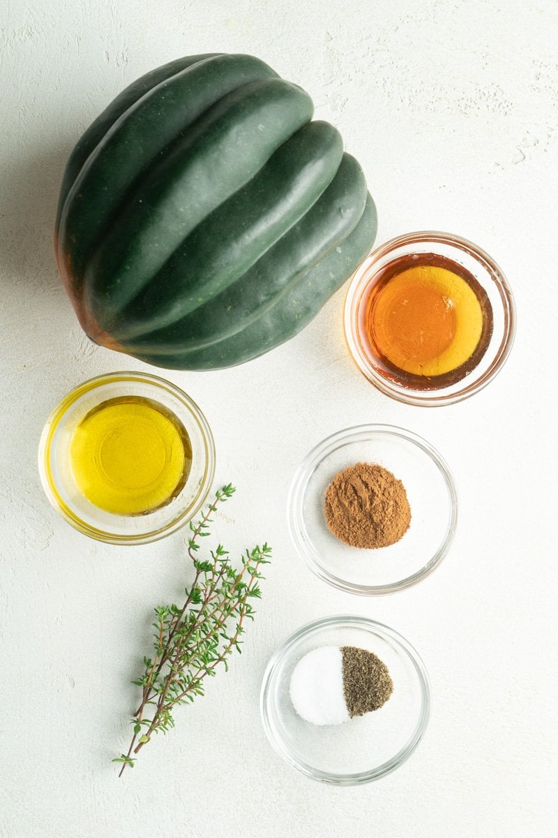 Ingredients for an acorn squash recipe made in the air-fryer