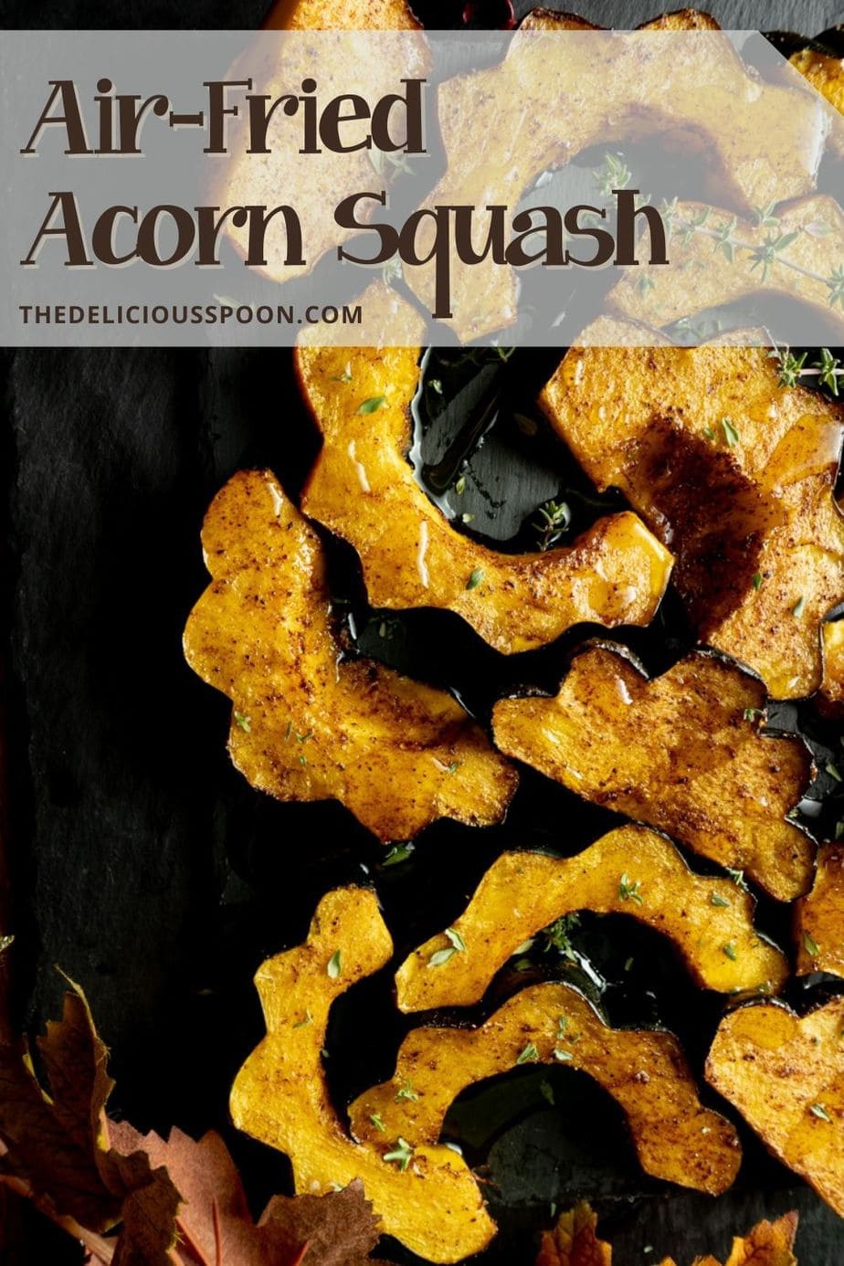 Pinterest pin for a recipe on how to air-fry acorn squash