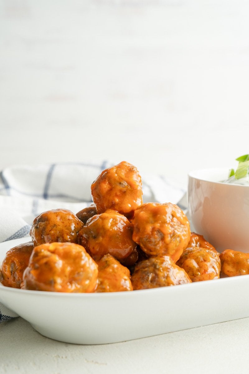 Buffalo turkey meatballs made in an air fryer