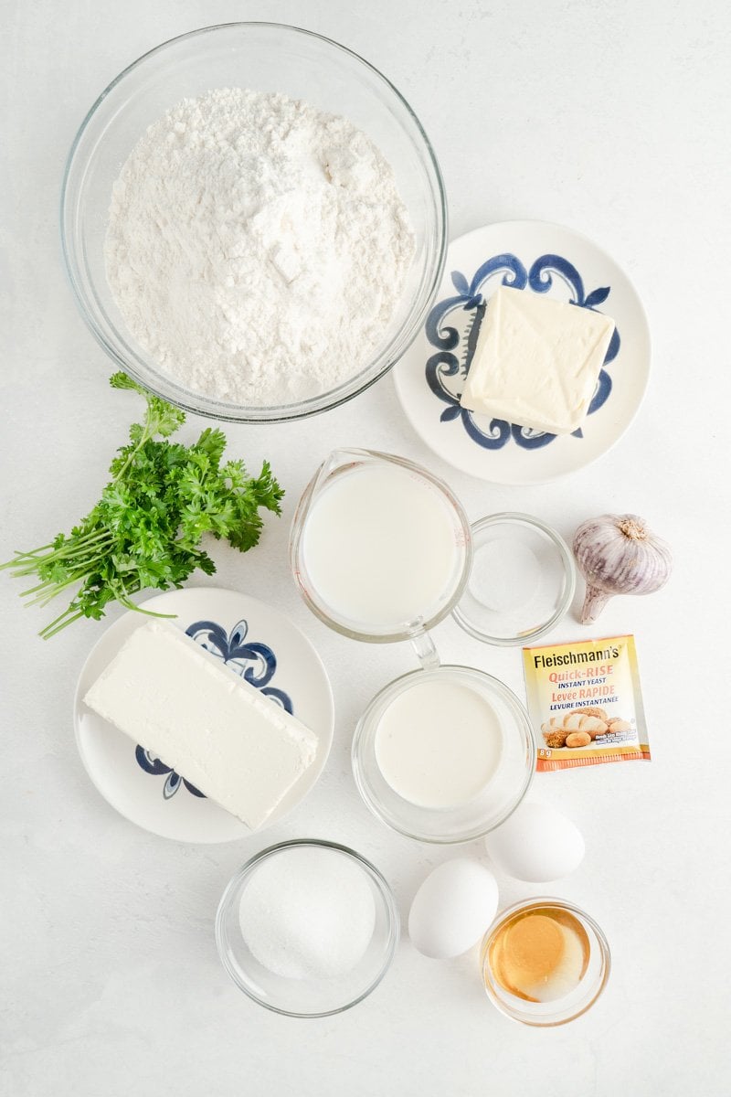 Ingredients for a Korean Cream Cheese Garlic Bread Recipe