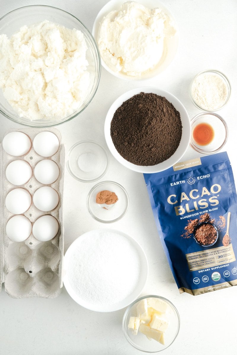 Ingredient for a chocolate Sicilian ricotta cheesecake recipe