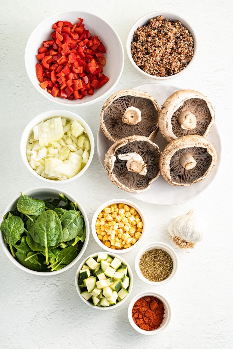 Ingredients for vegan stuffed mushrooms