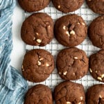 Chickpea chocolate chip cookies on a cooling rack.