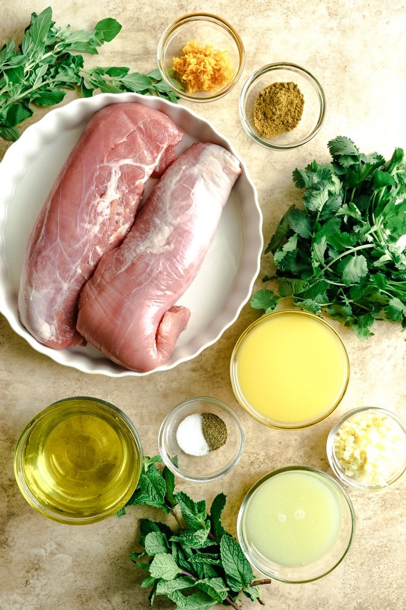 Ingredients for a Cuban Pork Roast Recipe