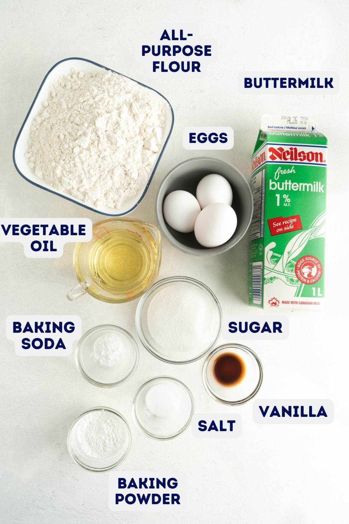 Ingredients for diner style pancakes.