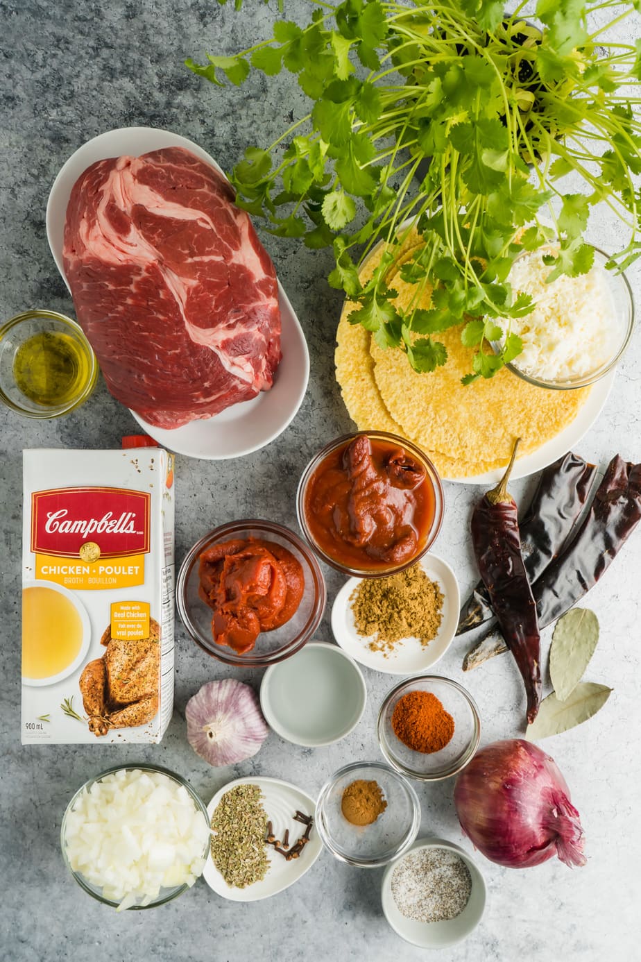 Ingredients on a table for quesatacos