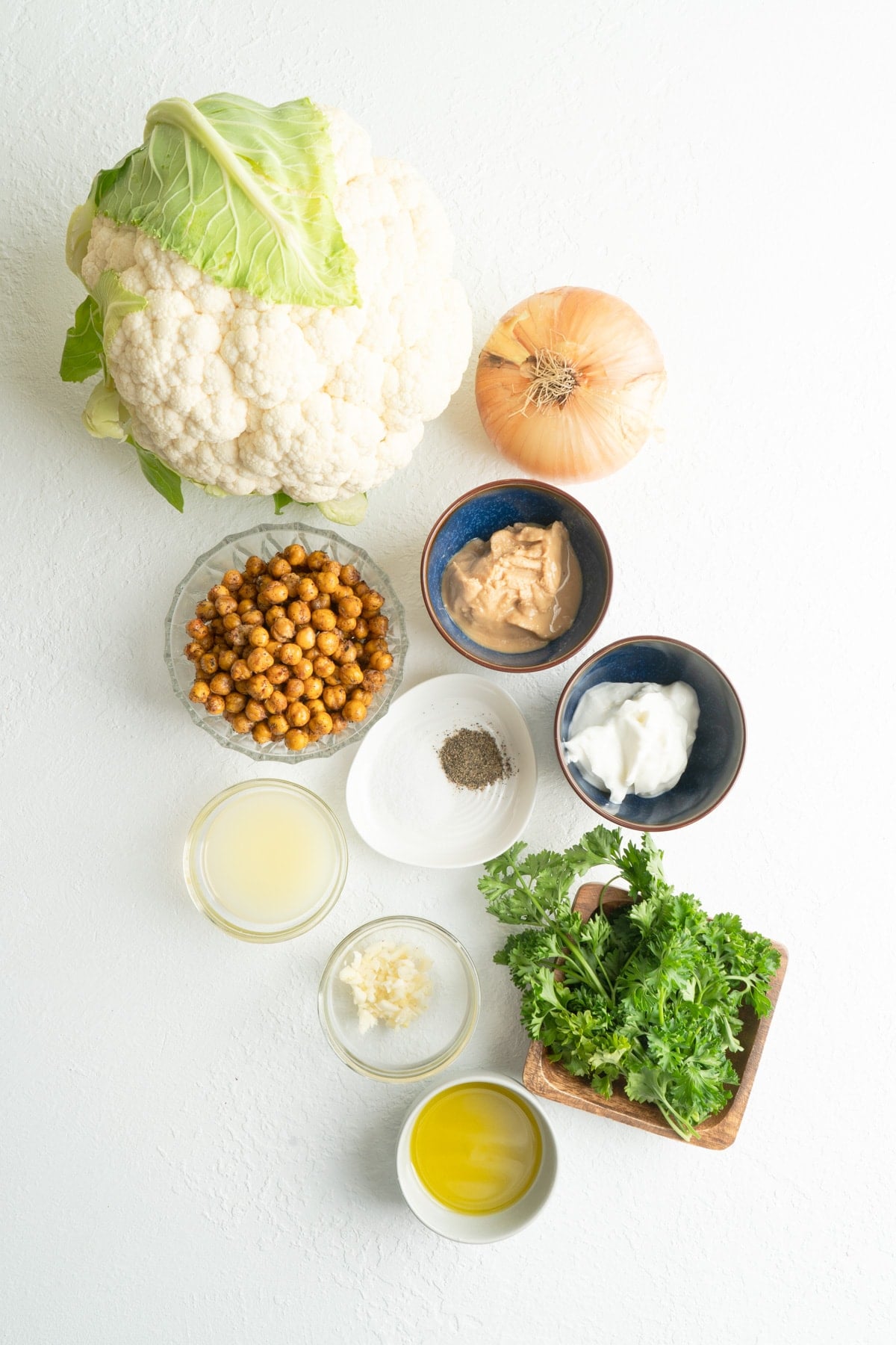 Ingredients for a Tahini Cauliflower Salad With Chickpeas
