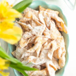 A chrusciki recipe in a dish.