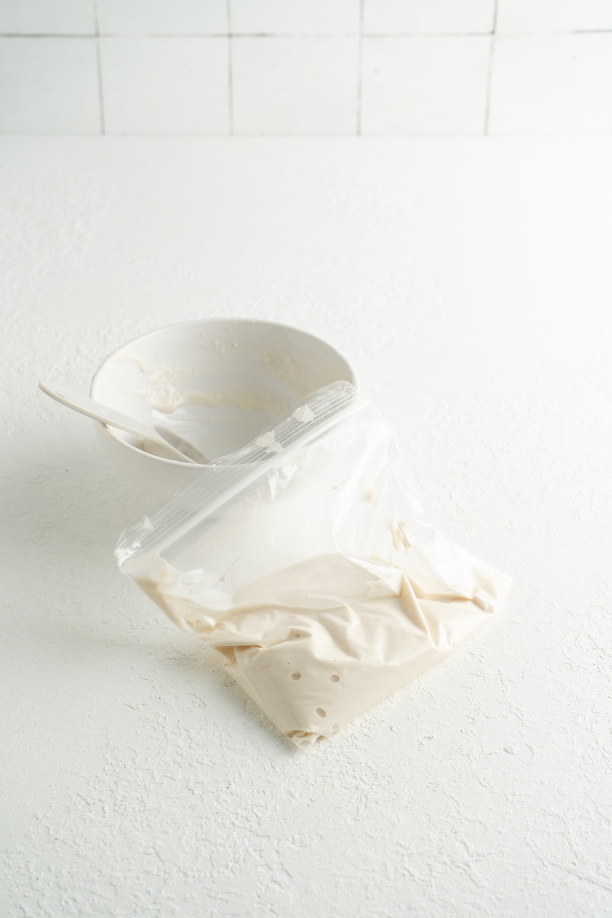 Icing in a small bag.