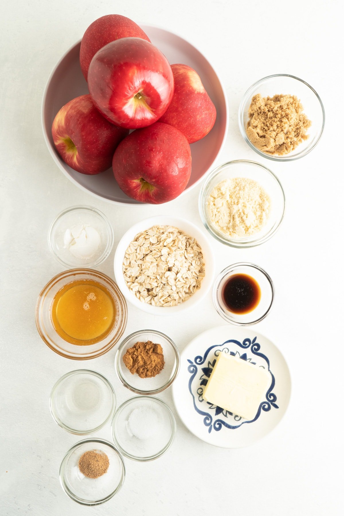 Ingredients for a gluten free apple dessert.