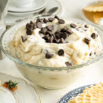 Side view of a bowl of cannoli dip