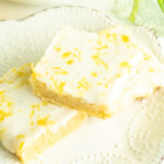 lemon blondies on a plate.