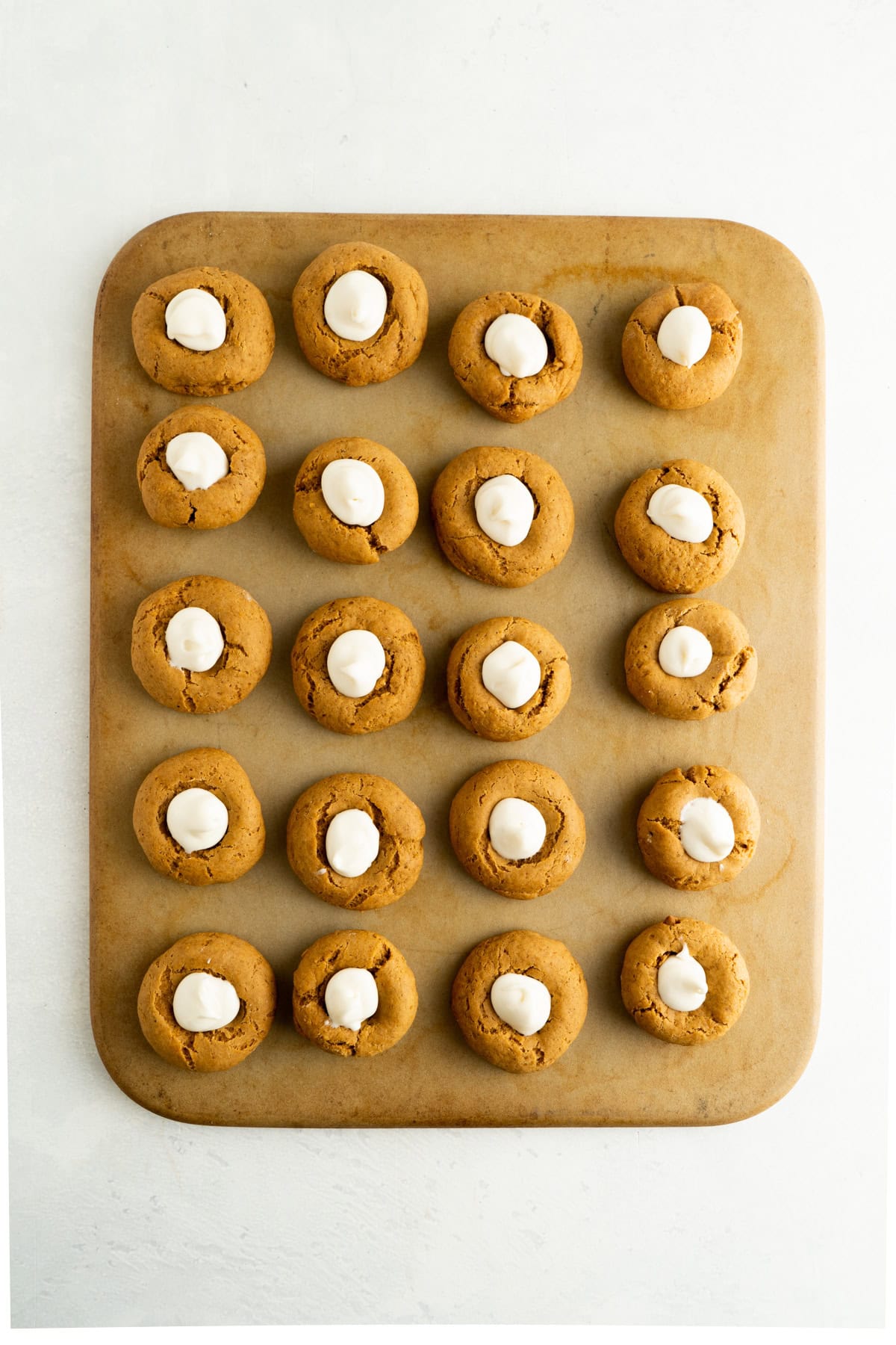 Cream cheese filled pumpkin cookies.